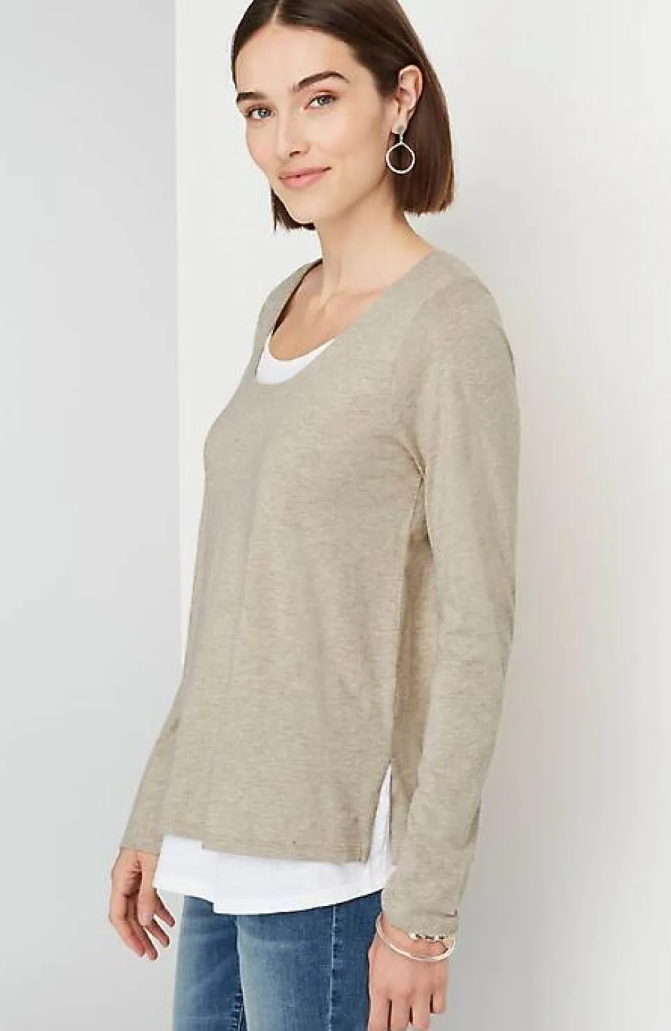 Double-Layer Scoop-Neck Tee | Jjill