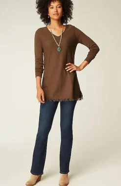 Easy Fringed-Hem V-Neck Tunic | Jjill