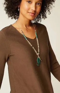 Easy Fringed-Hem V-Neck Tunic | Jjill