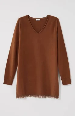 Easy Fringed-Hem V-Neck Tunic | Jjill