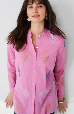 Embroidered Button-Front Tunic | Jjill