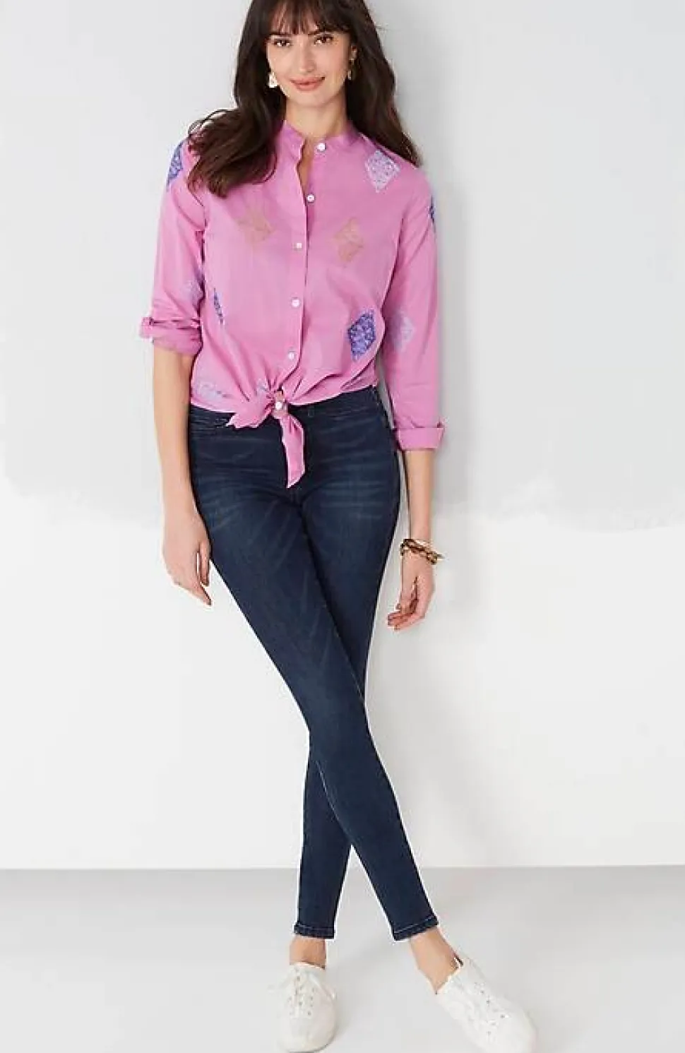 Embroidered Button-Front Tunic | Jjill