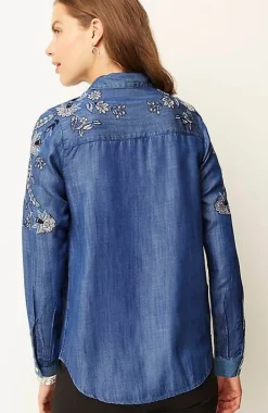 Embroidered Indigo Tunic | Jjill