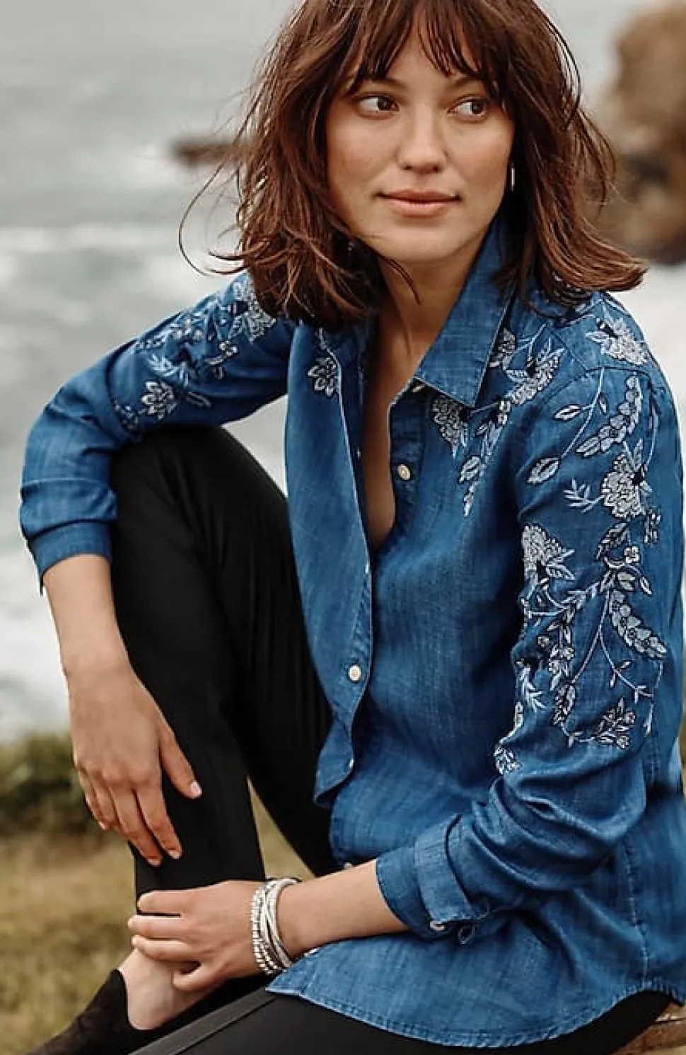 Embroidered Indigo Tunic | Jjill