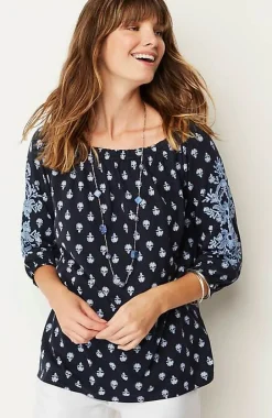 Embroidered U0026 Printed Relaxed Top | Jjill