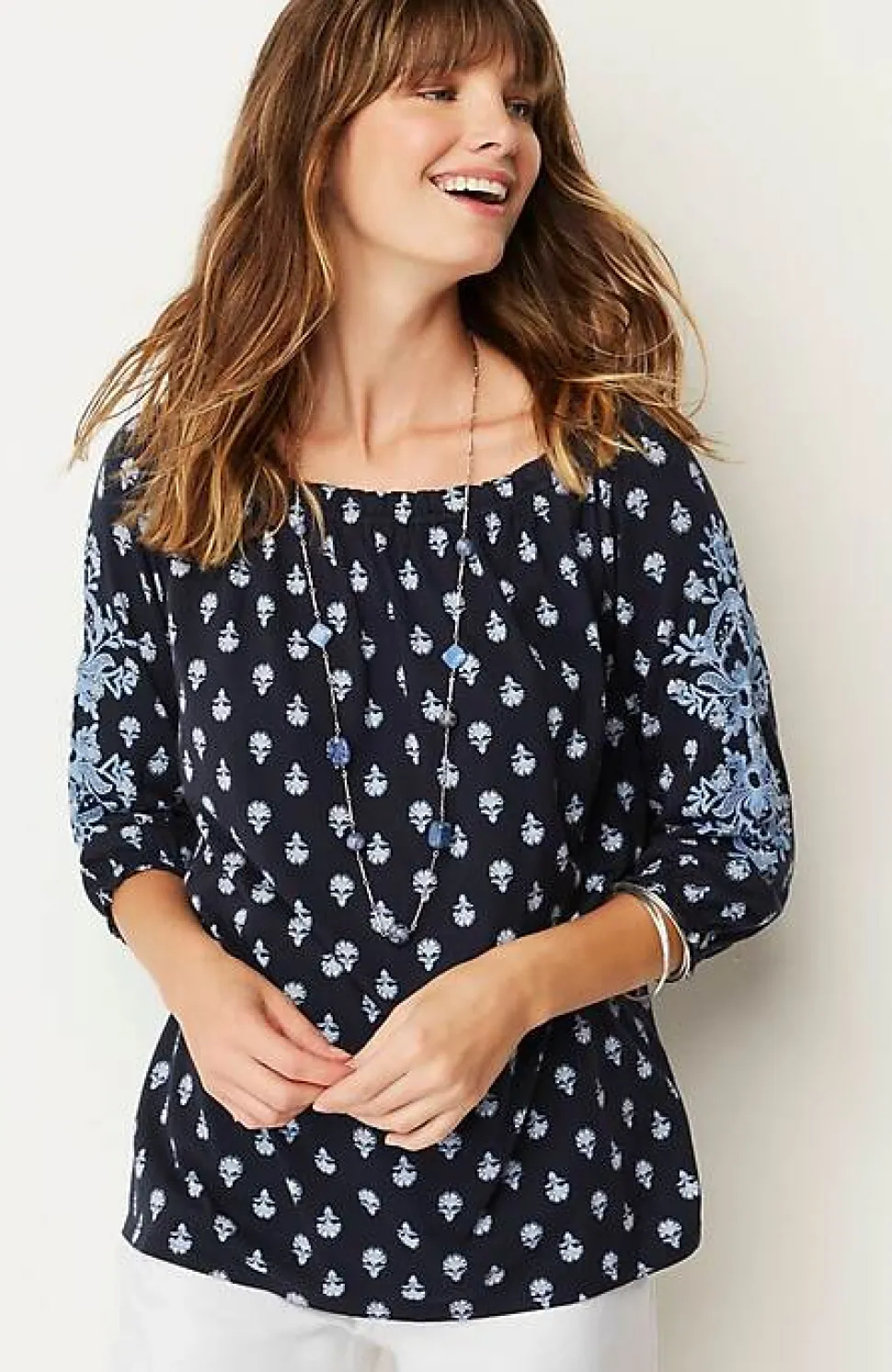 Embroidered U0026 Printed Relaxed Top | Jjill