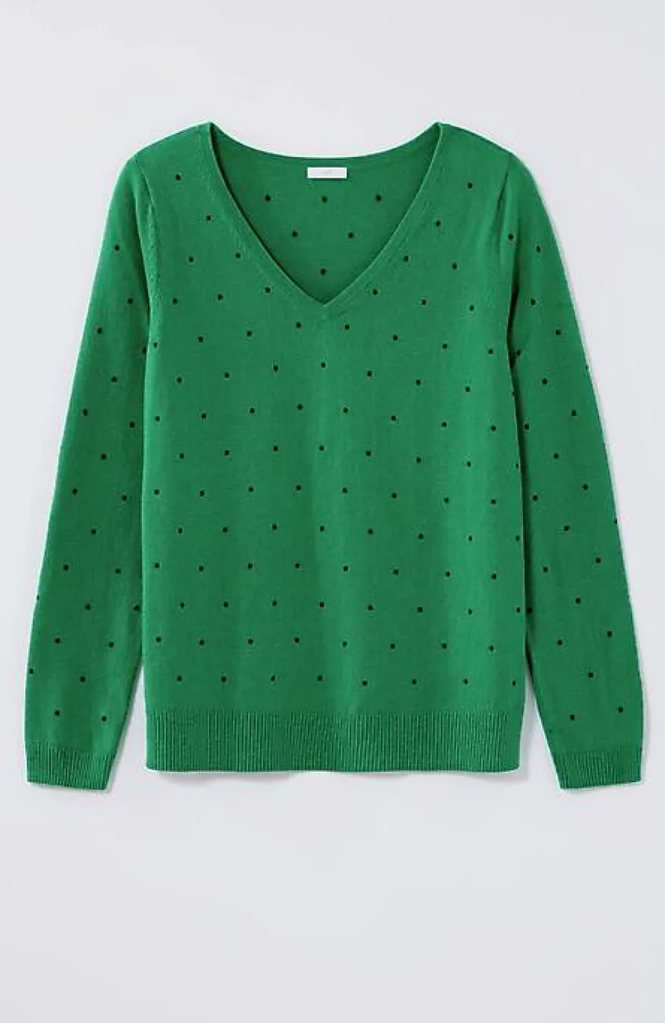 Embroidered-Dots V-Neck Sweater | Jjill