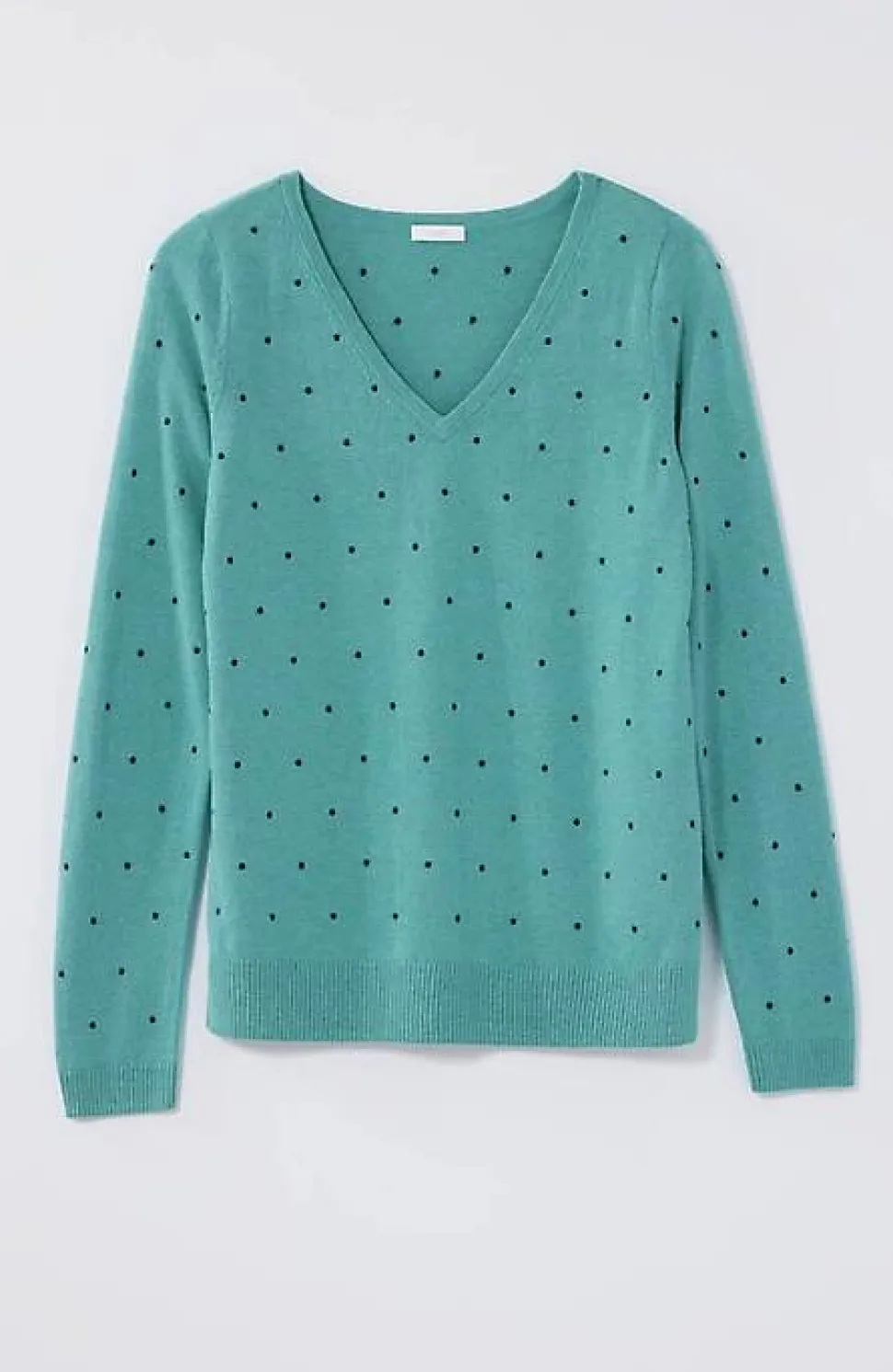 Embroidered-Dots V-Neck Sweater | Jjill