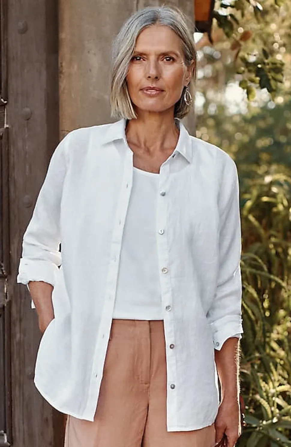 Everyday Linen Button-Front Shirt | Jjill