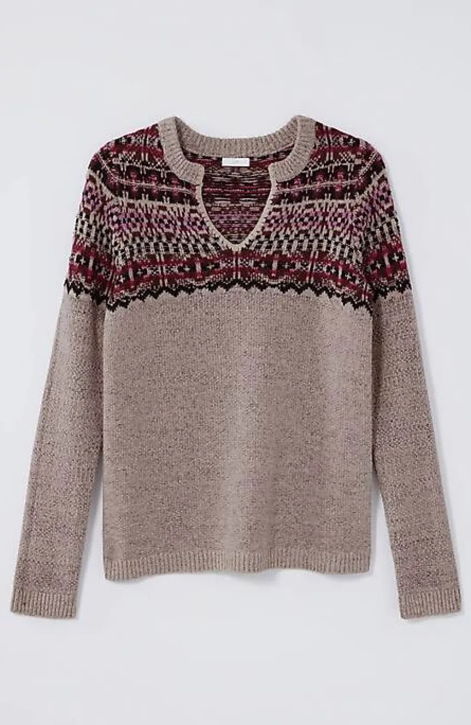 Fair Isle Split-Neck Sweater | Jjill