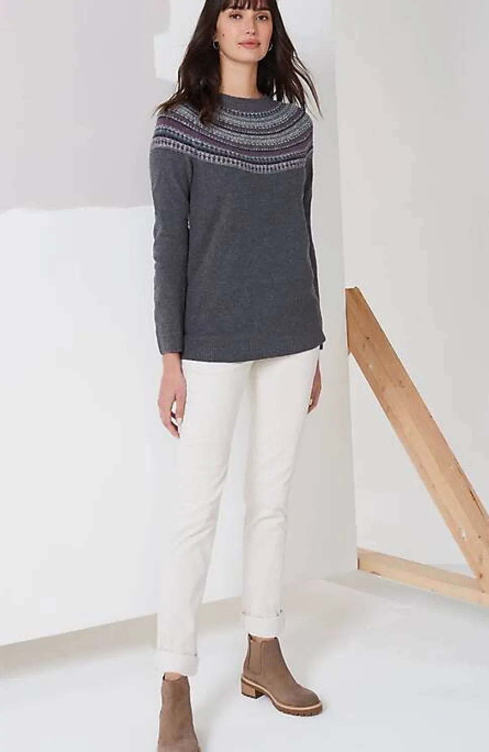 Fair Isle Stripes Raglan Sweater | Jjill