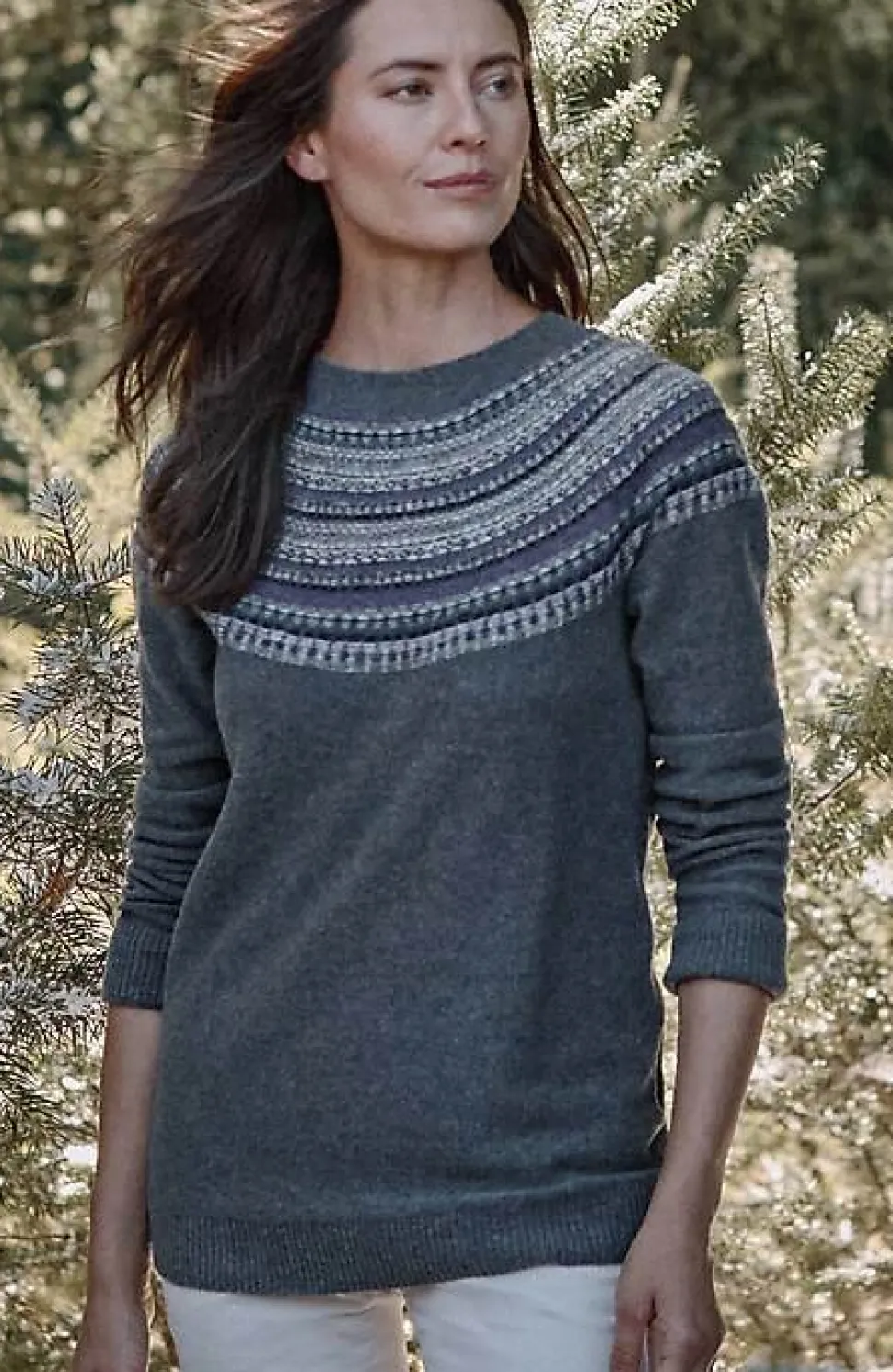 Fair Isle Stripes Raglan Sweater | Jjill