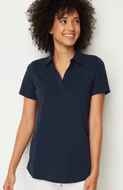 Fit Cotton-Stretch Polo Shirt | Jjill