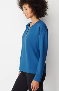 Fit Elevate Terry Split-Neck Sweatshirt | Jjill
