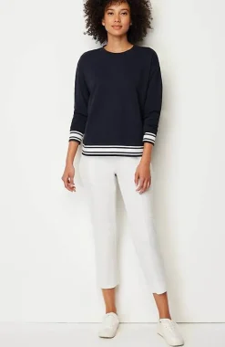 Fit Elevate Terry Striped-Hem Pullover | Jjill