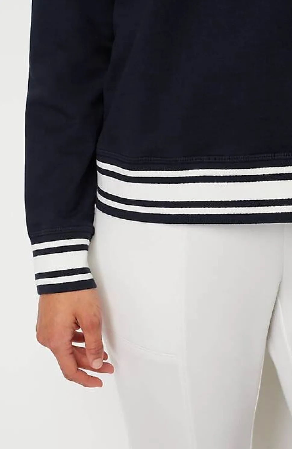 Fit Elevate Terry Striped-Hem Pullover | Jjill