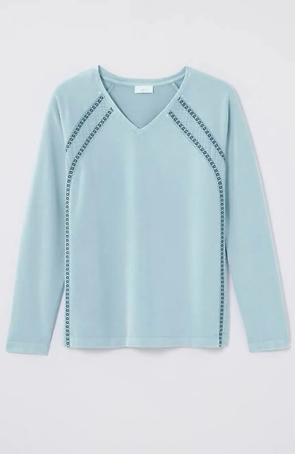 Fit French Terry Embroidered V-Neck Pullover | Jjill