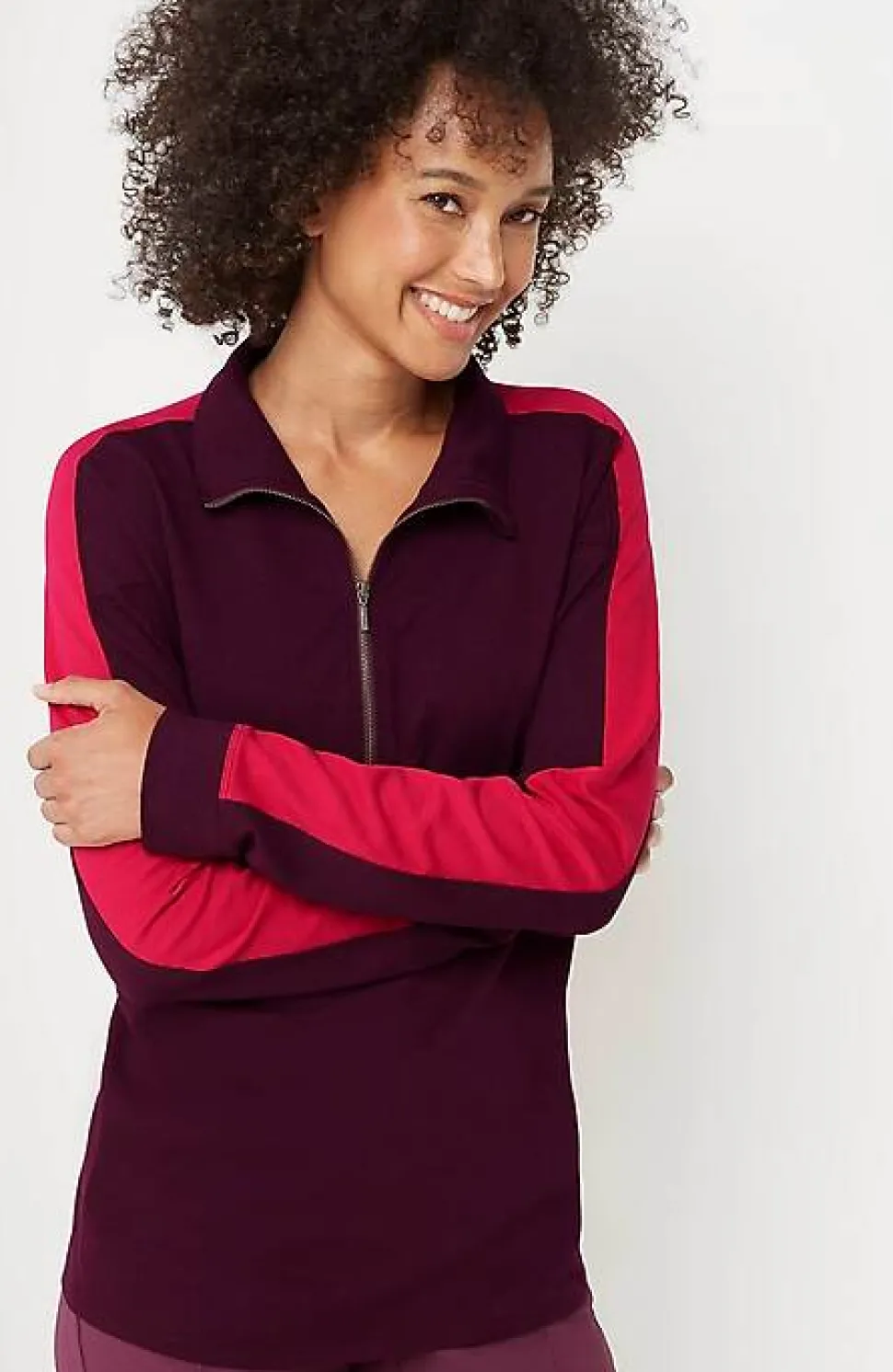Fit Half-Zip Color-Block Sweatshirt | Jjill