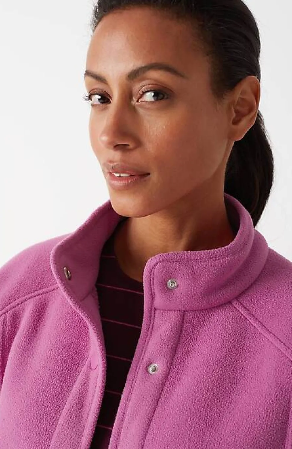 Fit Sherpa Fleece Snap-Front Jacket | Jjill