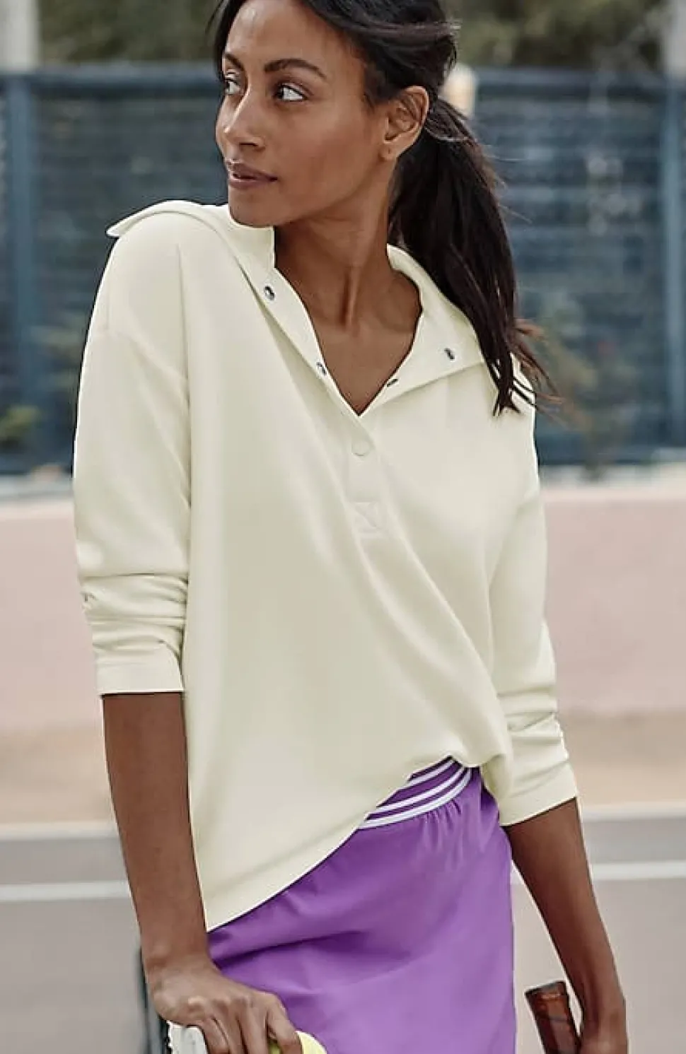 Fit Sleek Double-Knit Snap-Front Pullover | Jjill
