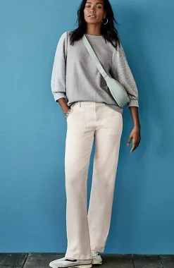 French Terry Textured-Sleeve Top | Jjill