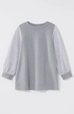 French Terry Textured-Sleeve Top | Jjill