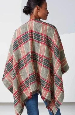 Fringe-Trimmed Plaid Ruana | Jjill