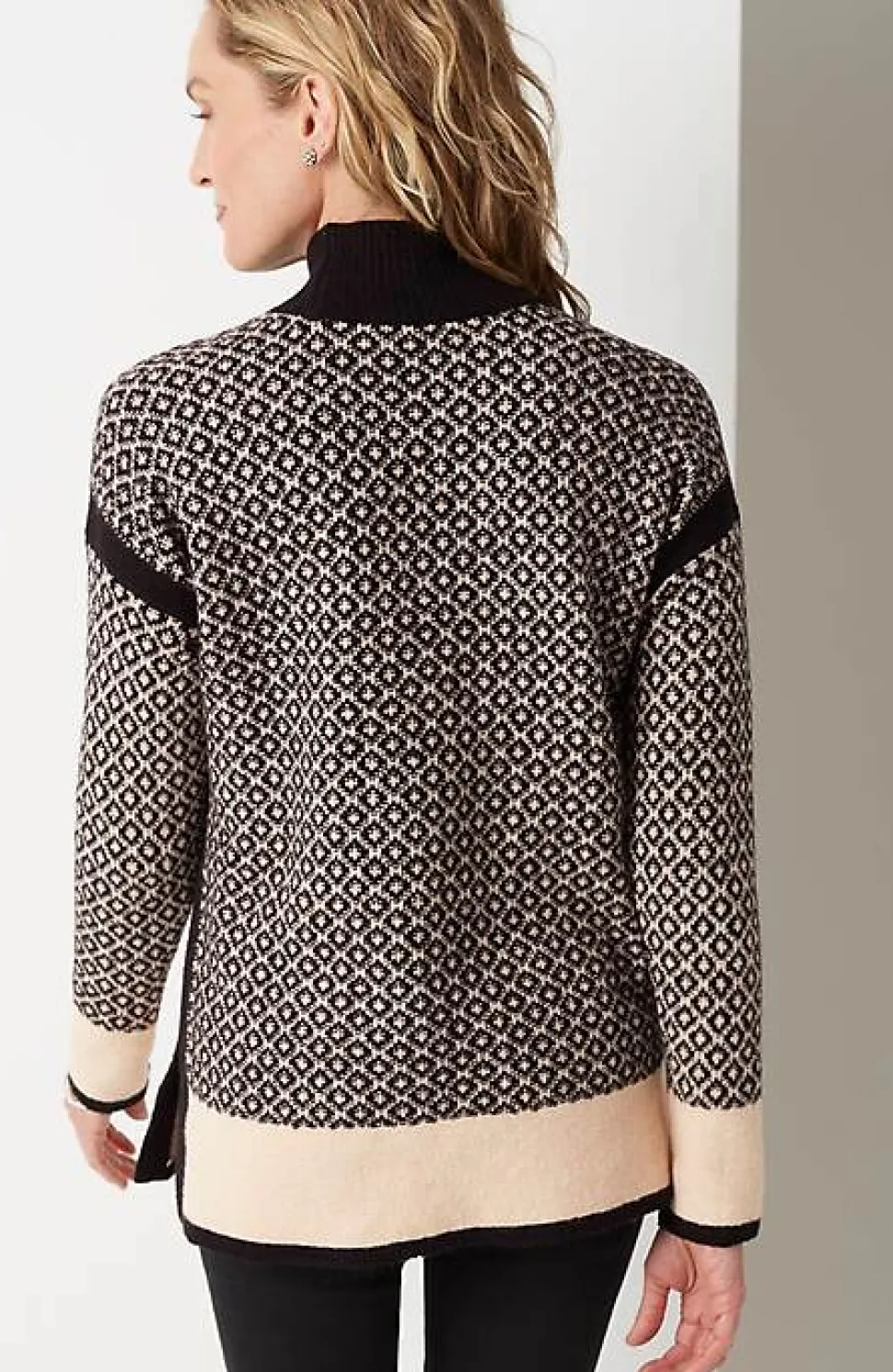 Geometric Mock-Neck Sweater | Jjill