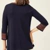 Geometrically Embroidered V-Neck Tunic | Jjill