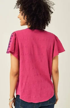 Geometrically Embroidered Textured Top | Jjill