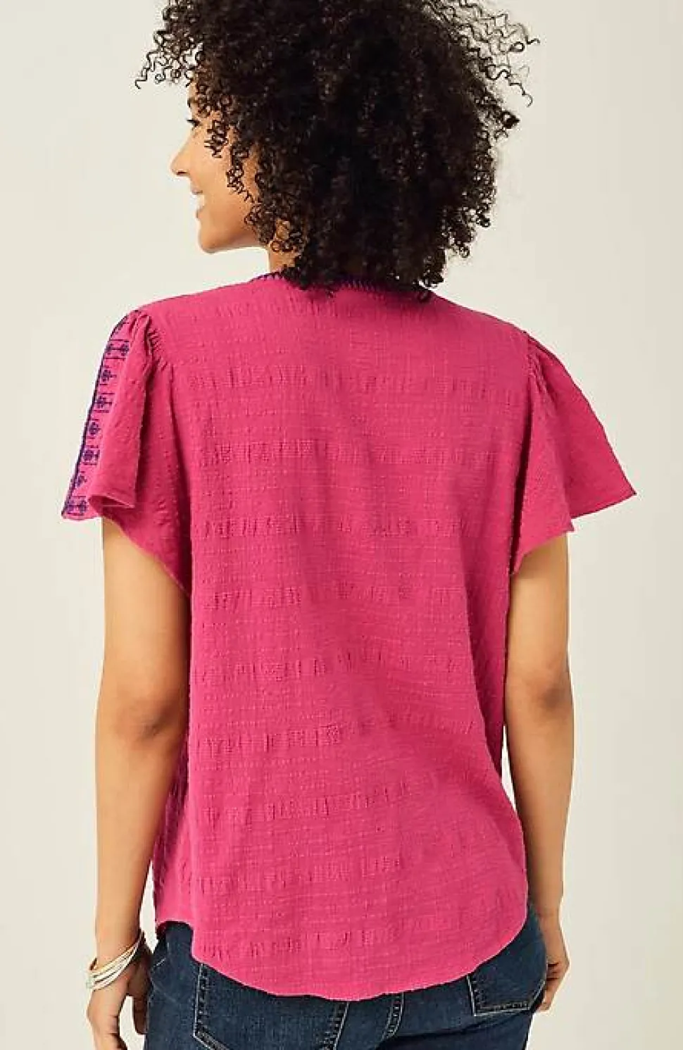 Geometrically Embroidered Textured Top | Jjill