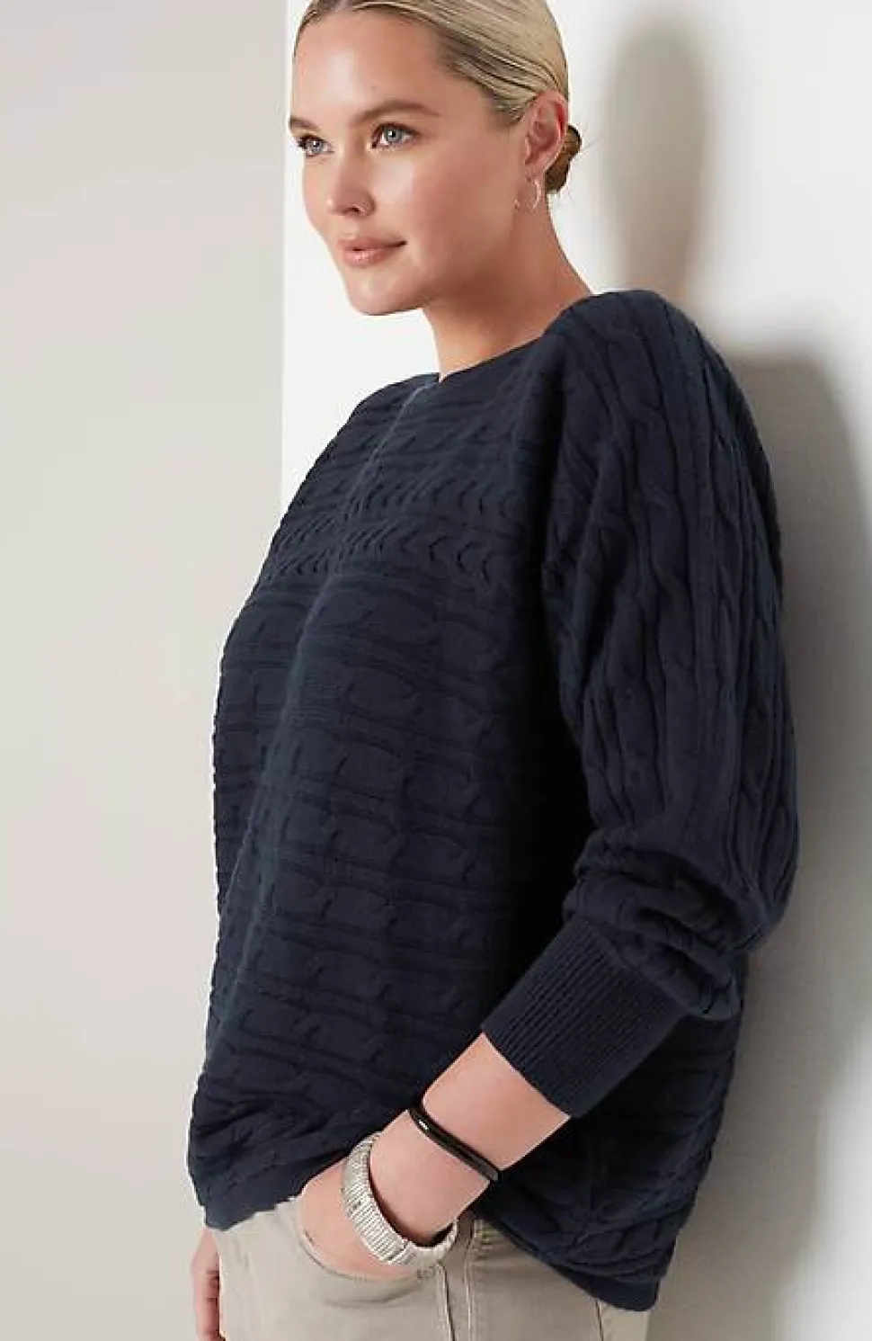 Horizontal-Cabled Sweater | Jjill
