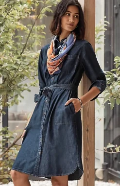 Indigo Belted Shirtdress | Jjill