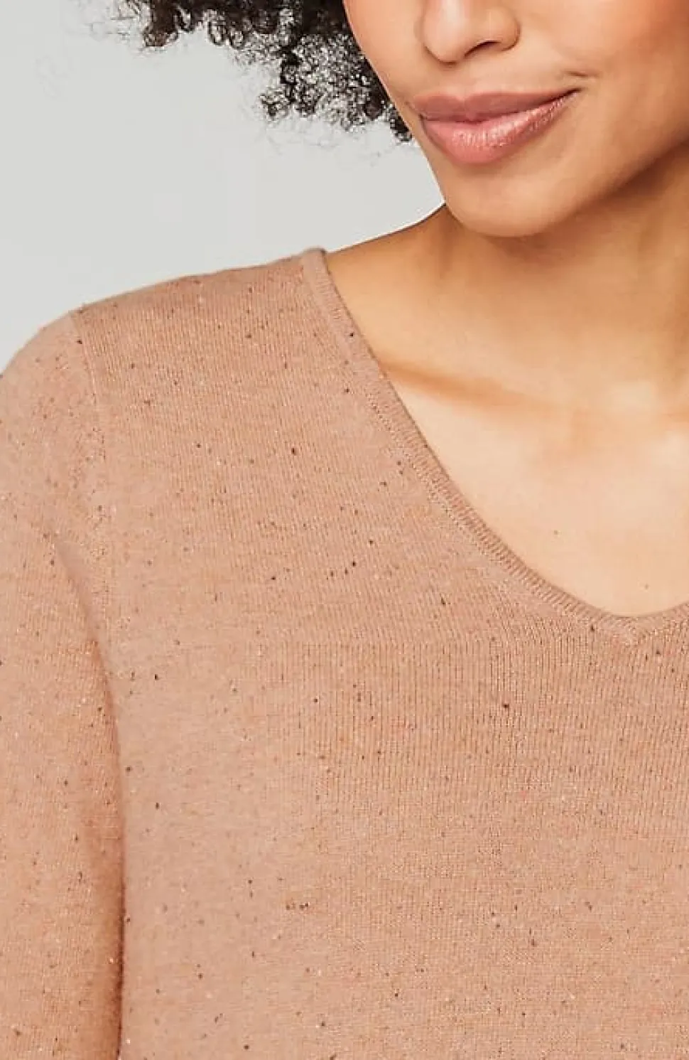 Lightweight Tweed V-Neck Sweater | Jjill