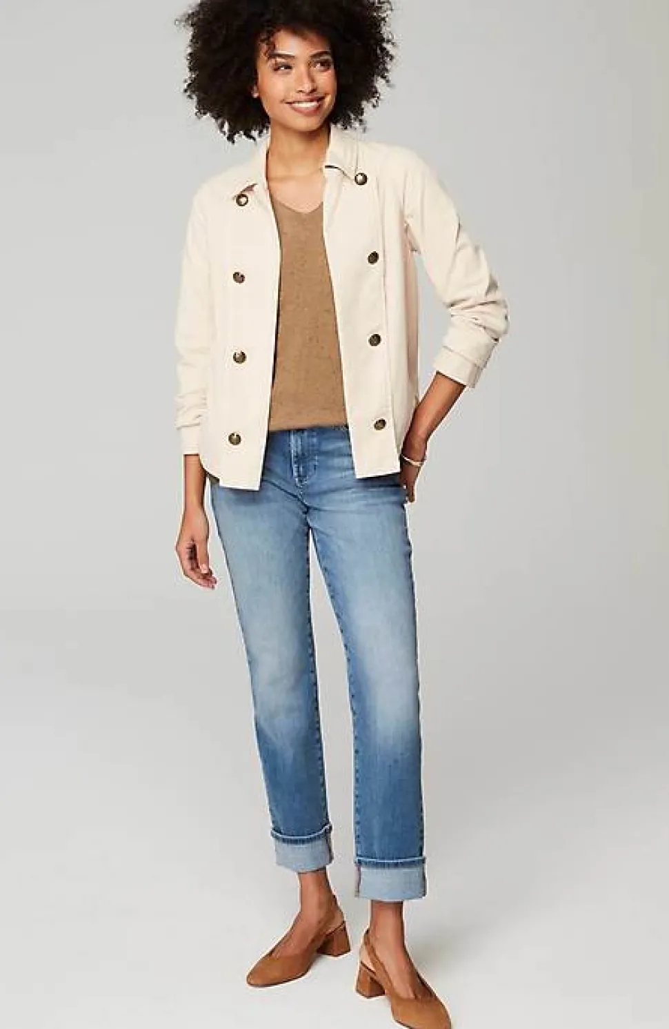 Lightweight Tweed V-Neck Sweater | Jjill