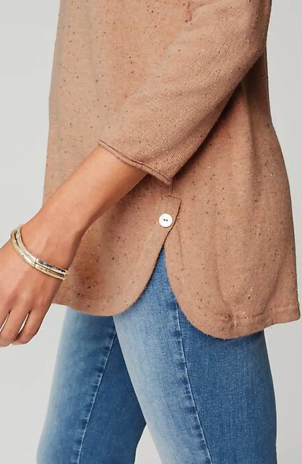 Lightweight Tweed V-Neck Sweater | Jjill