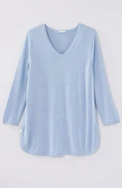 Lightweight Tweed V-Neck Sweater | Jjill