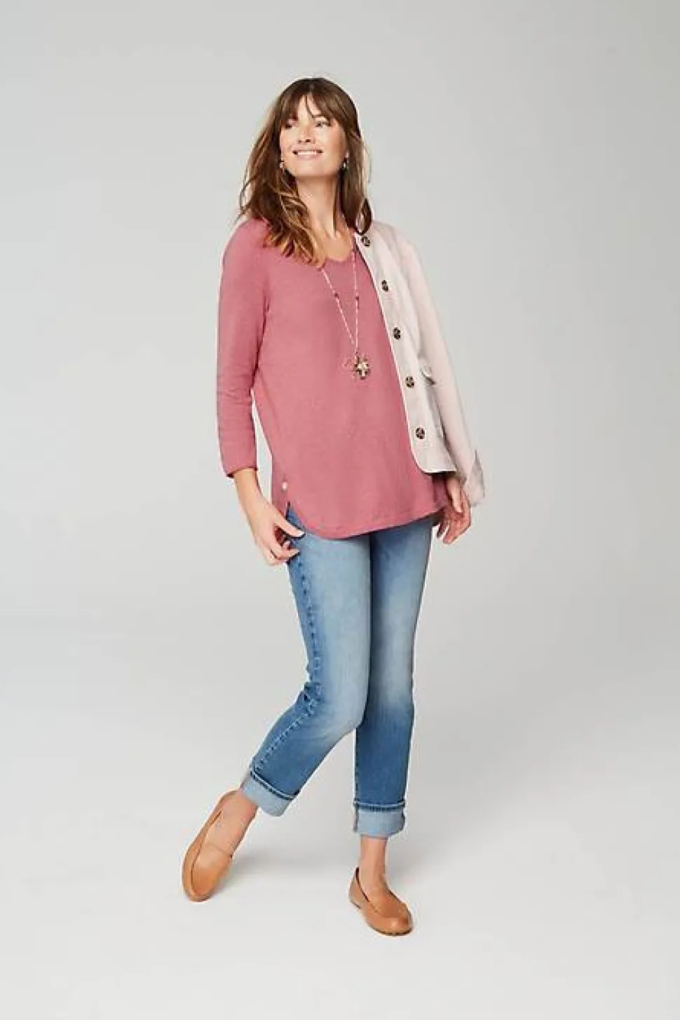 Lightweight Tweed V-Neck Sweater | Jjill