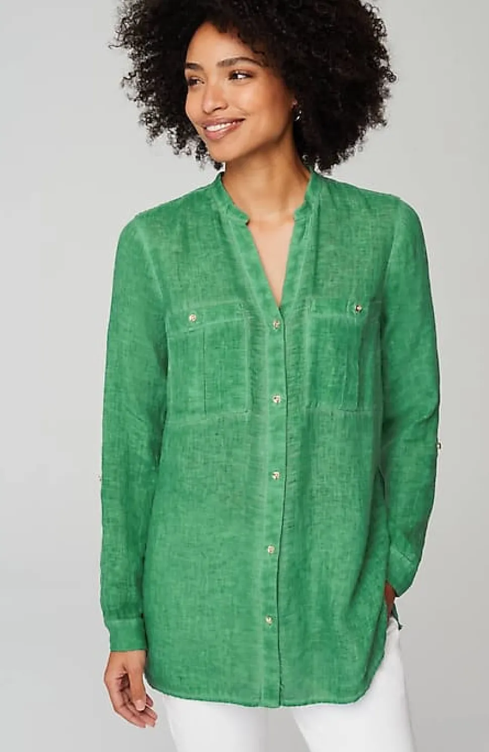 Linen Garment-Dyed Tunic | Jjill