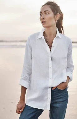 Linen Tab-Sleeve A-Line Shirt | Jjill