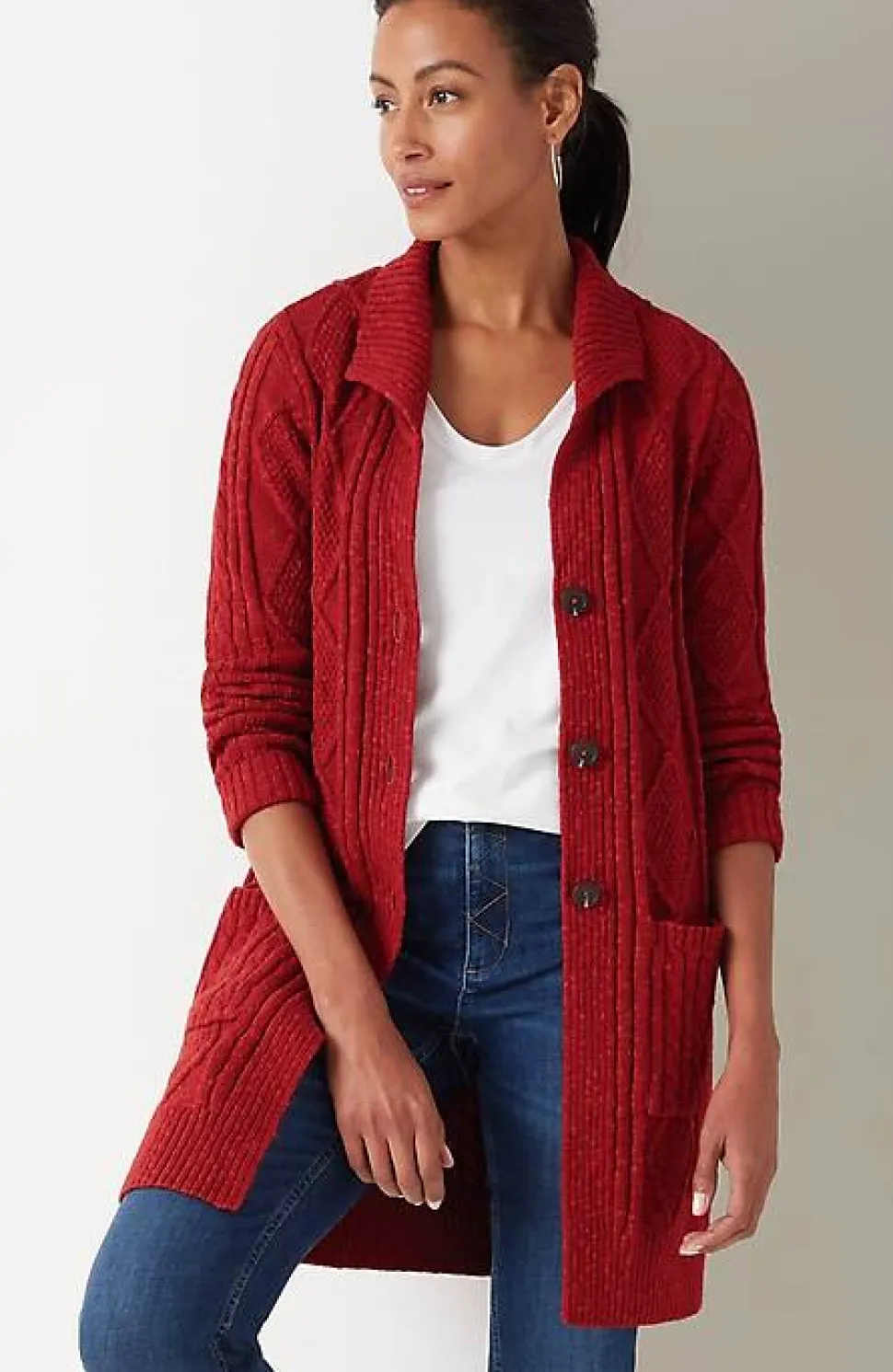 Long Cabled Cardi | Jjill