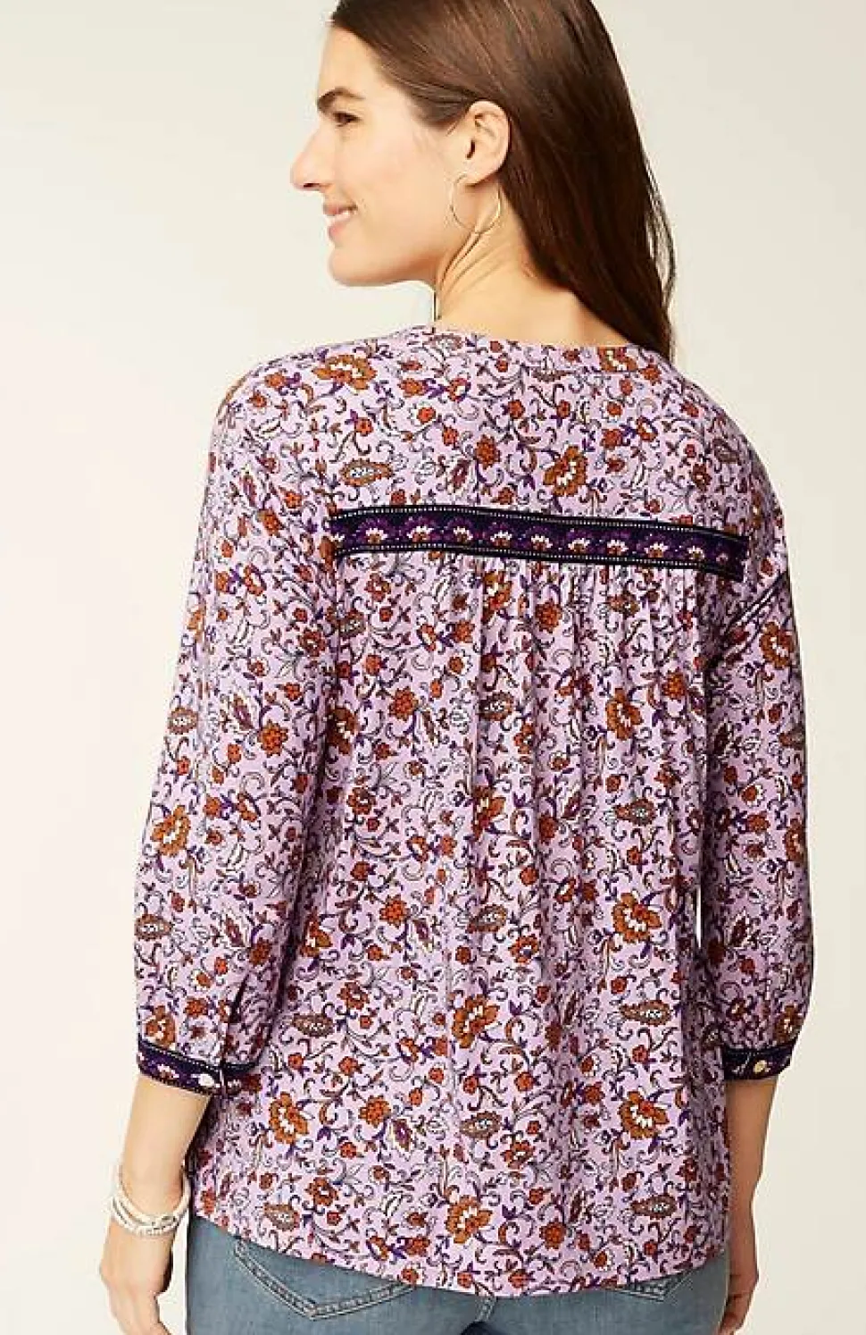 Mixed-Florals Border-Printed Top | Jjill