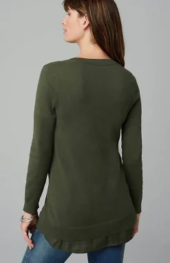 Mixed-Media Layered V-Neck Sweater | Jjill