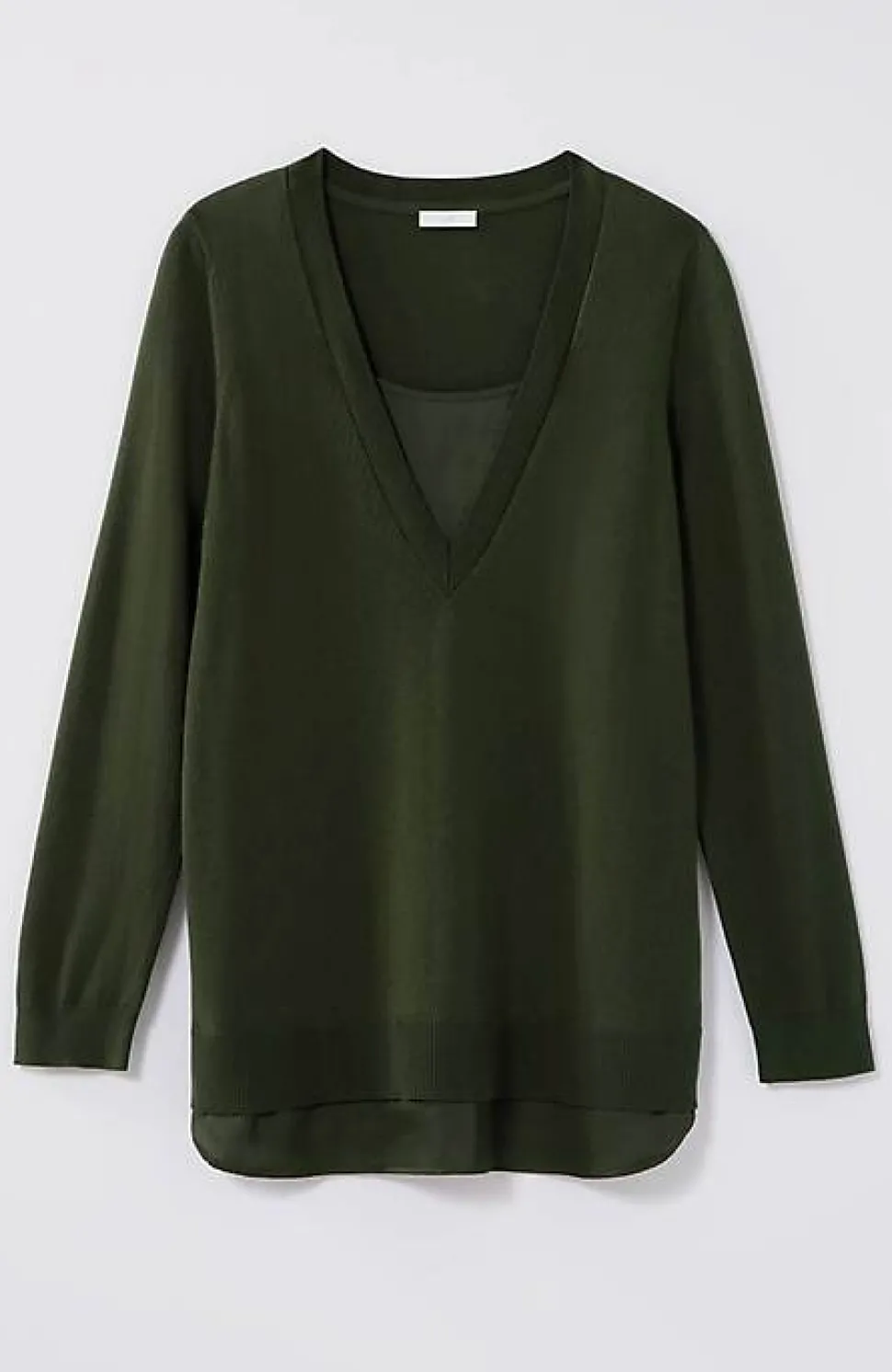 Mixed-Media Layered V-Neck Sweater | Jjill