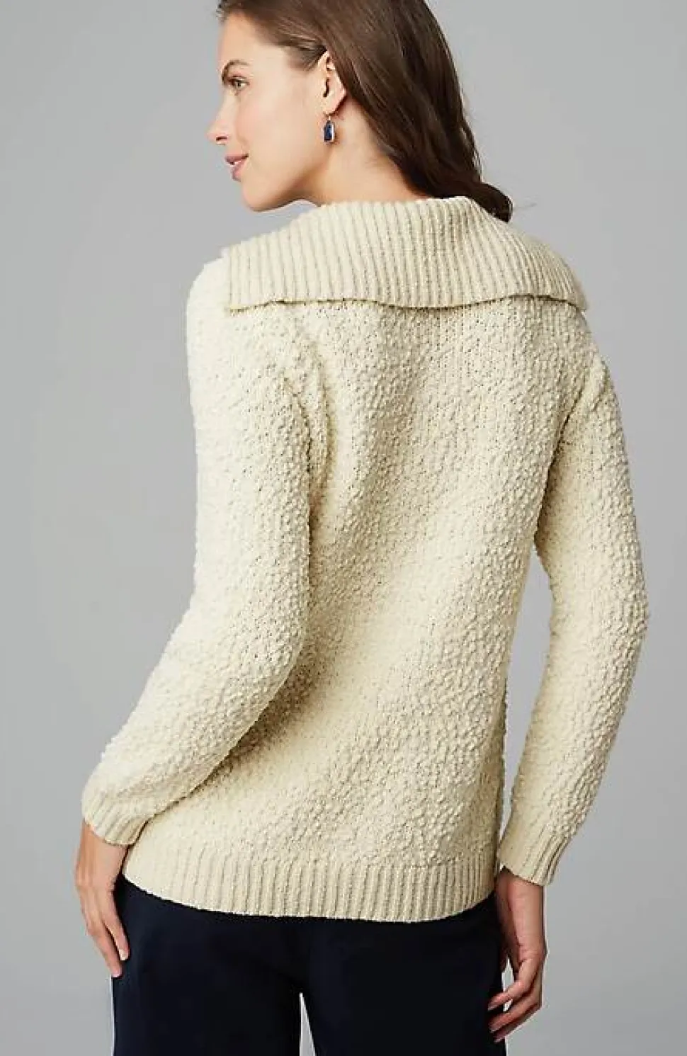 Mixed-Textures Collared Sweater | Jjill