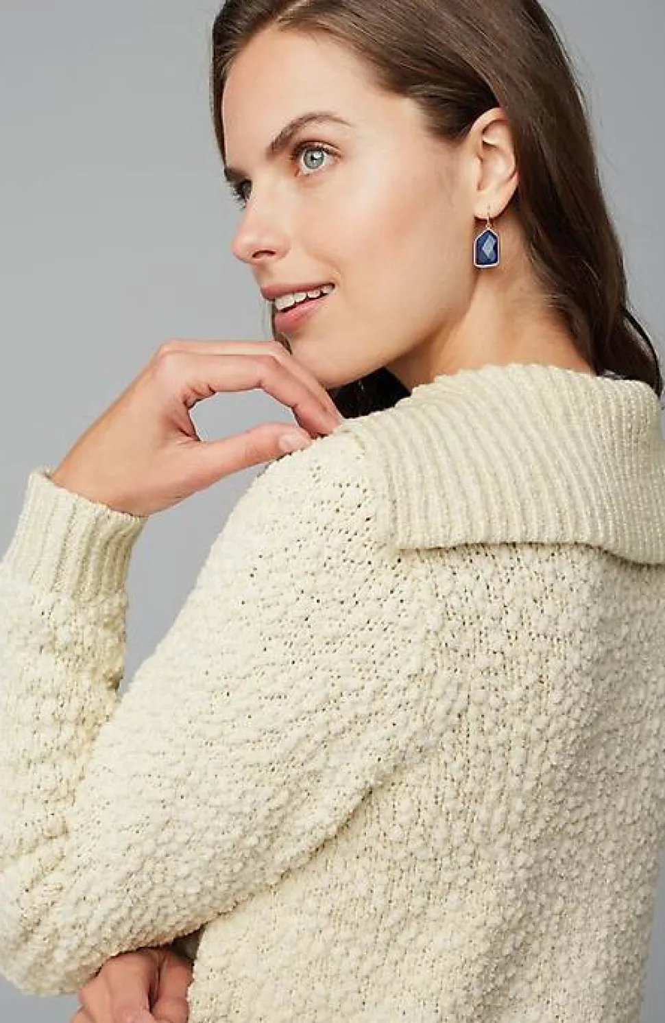Mixed-Textures Collared Sweater | Jjill