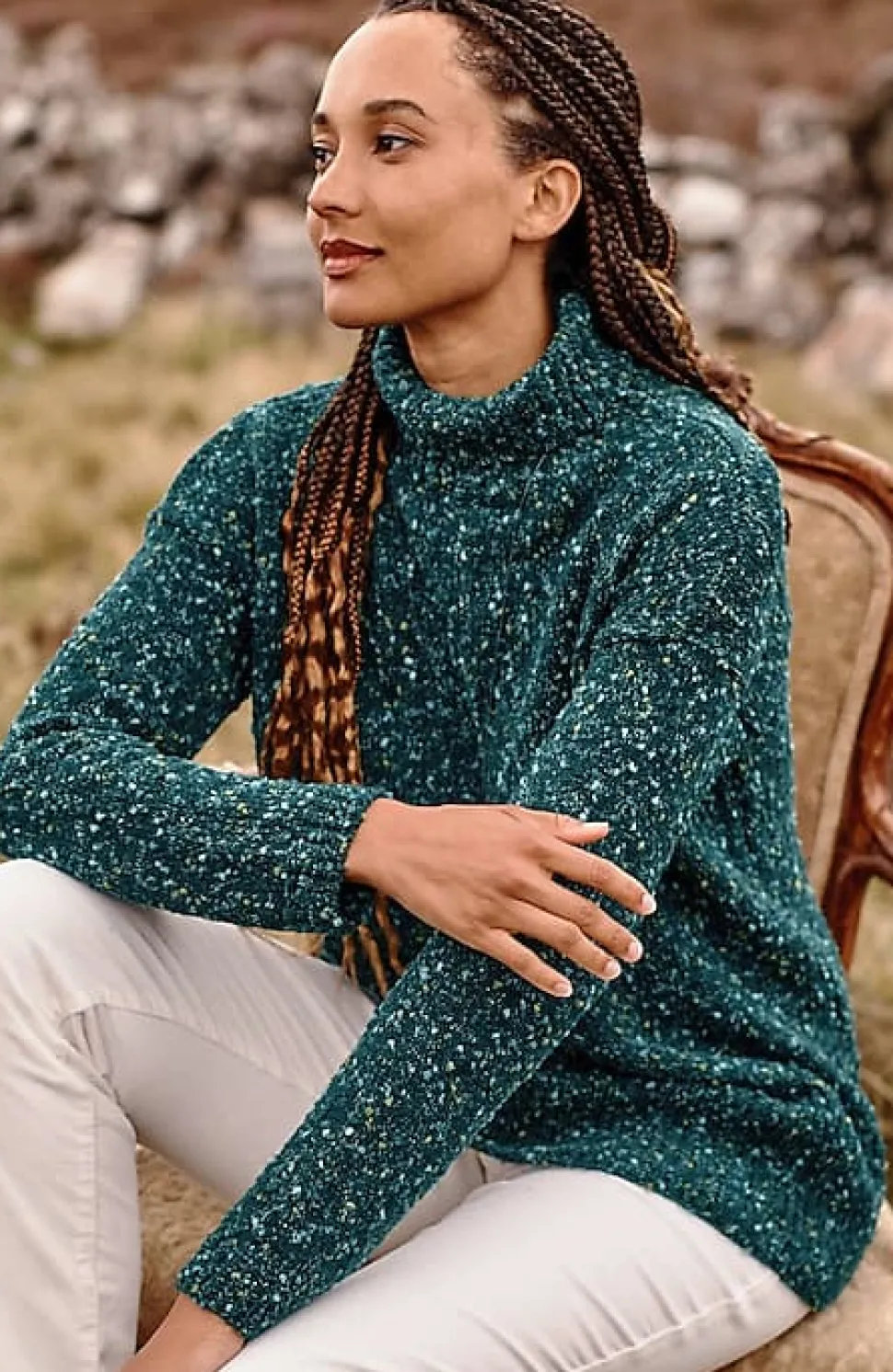Multi-Tweed Turtleneck Sweater | Jjill
