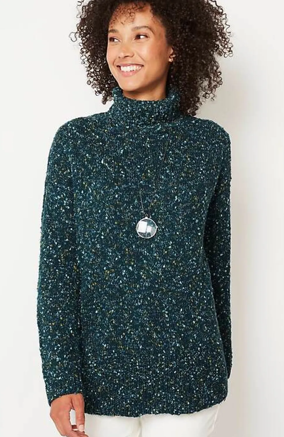 Multi-Tweed Turtleneck Sweater | Jjill