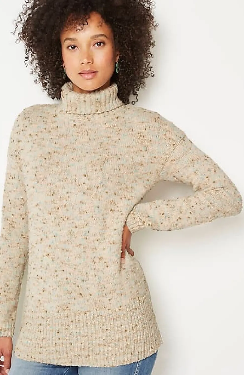 Multi-Tweed Turtleneck Sweater | Jjill