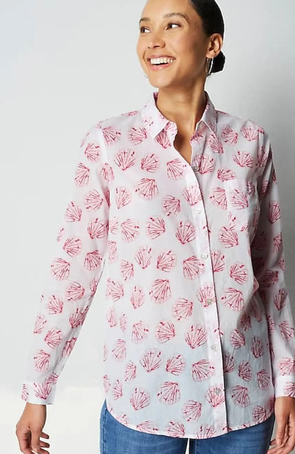 One-Pocket Shirred-Back Shirt | Jjill